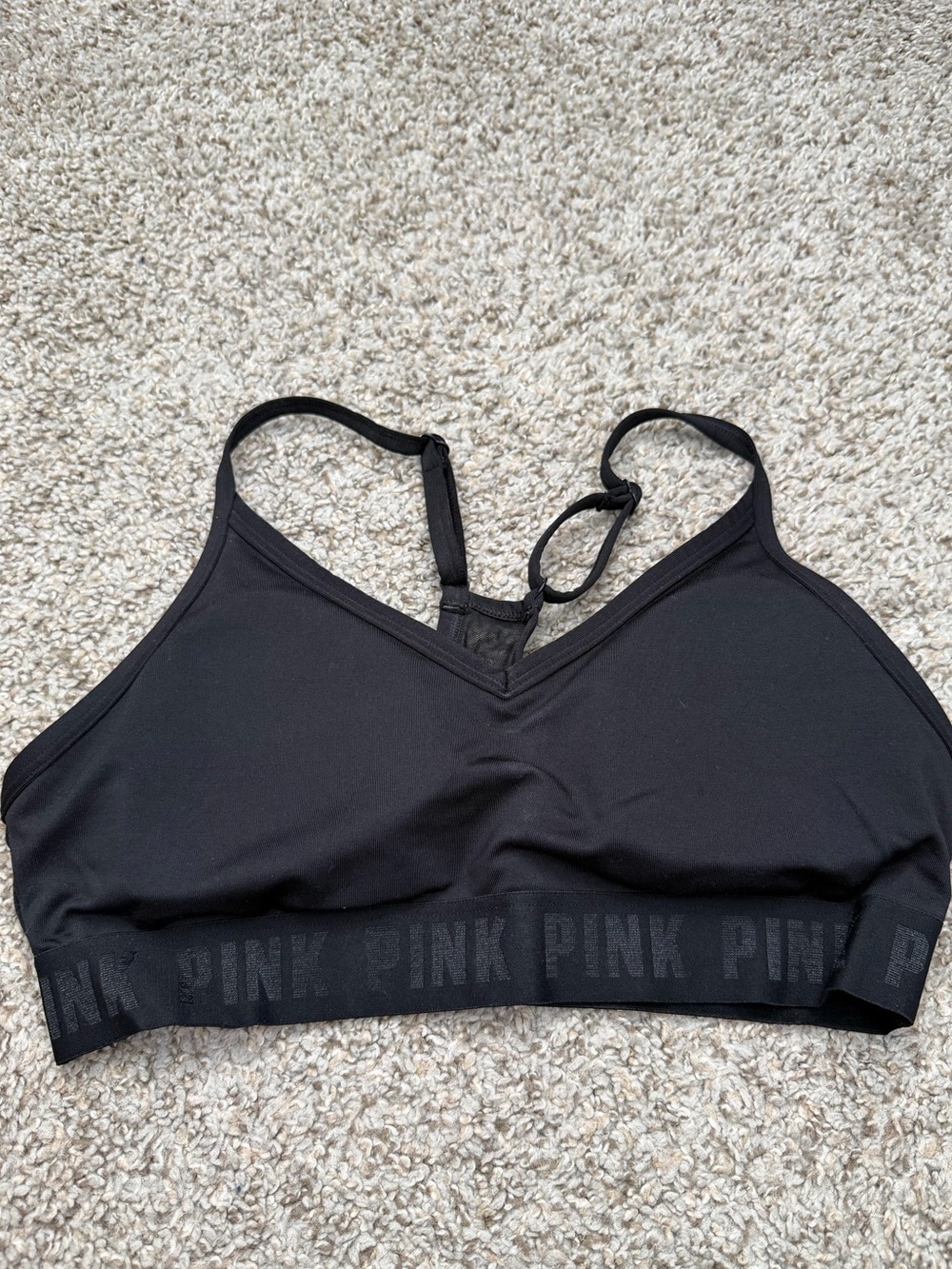 PINK Victoria's Secret Black Seamless Racerback Bralette